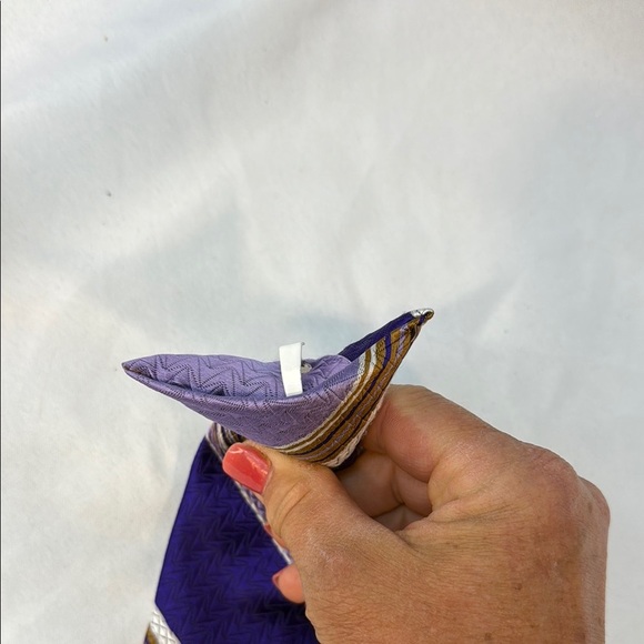 Vintage 1970’s Andhurst Men’s Clip-On, Snapped(TM), Striped Tie, Purple&Gold - Picture 7 of 14